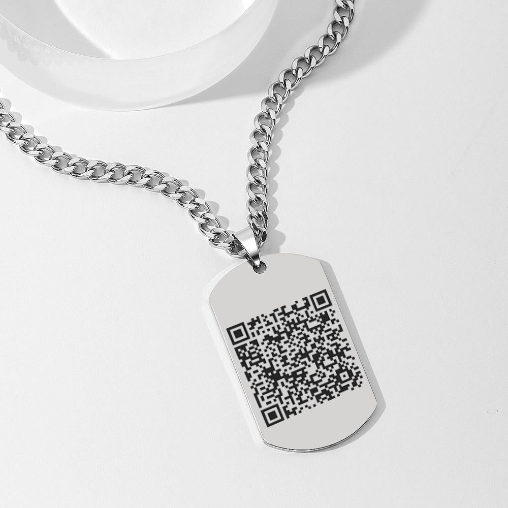 Any Photo - Personalized Men Engraved QR Code Necklace