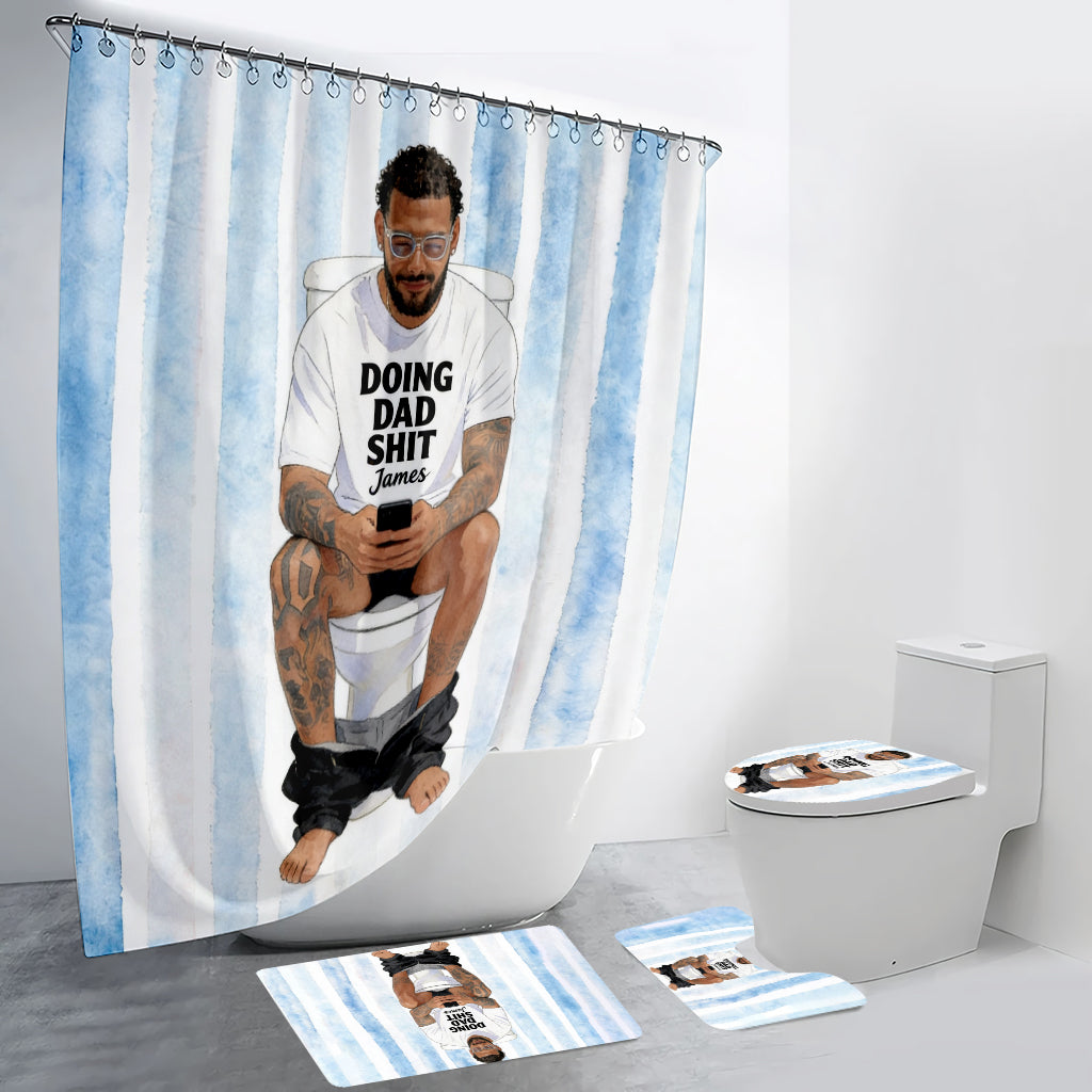 Best Time Of Day - Personalized Father Bathroom Curtain & Mats Set