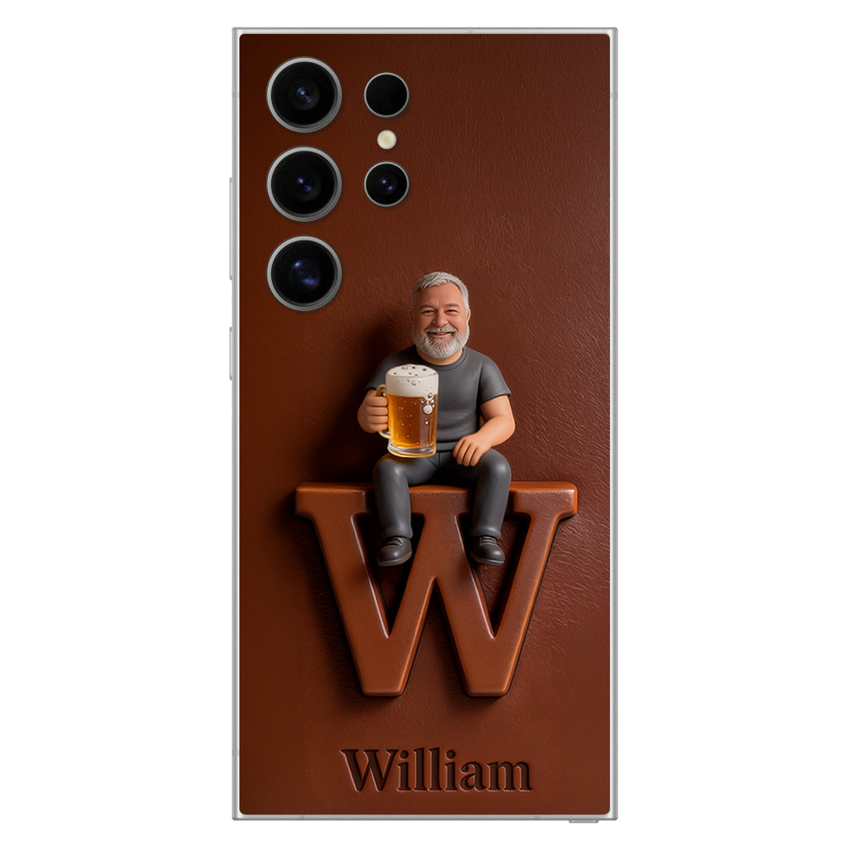 Custom Any Photo - Personalized Beer 3D Embossed Leather Phone Case