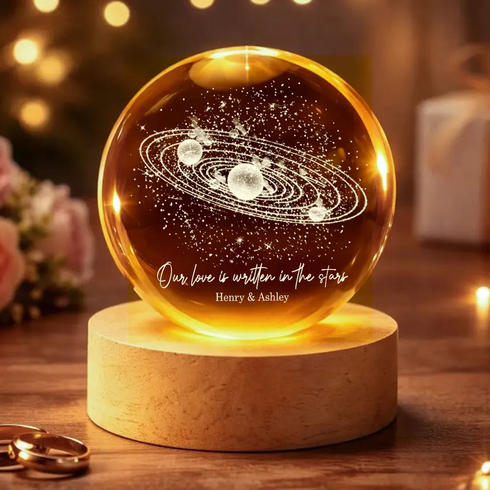 Personalized Globe Lamp with Starry Orbit Design Romantic Night Light Unique Gift for Couple