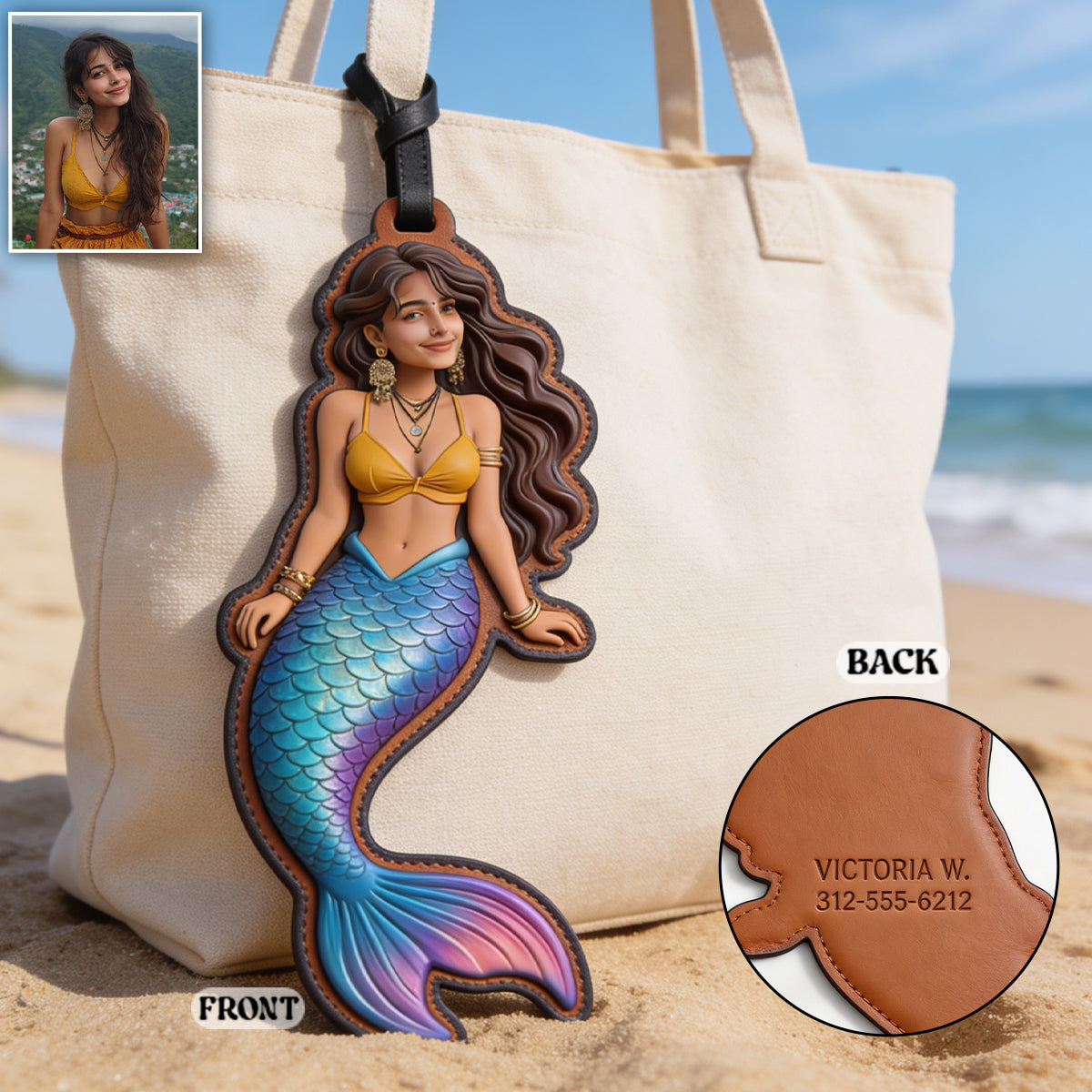 Beach Lover - Personalized Mermaid Luggage Tag