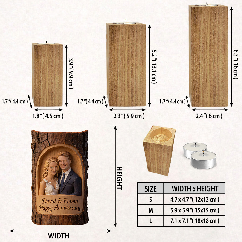 Custom Any Photo Couple Gift - Personalized Couple Custom Shape Wooden Candle Holder