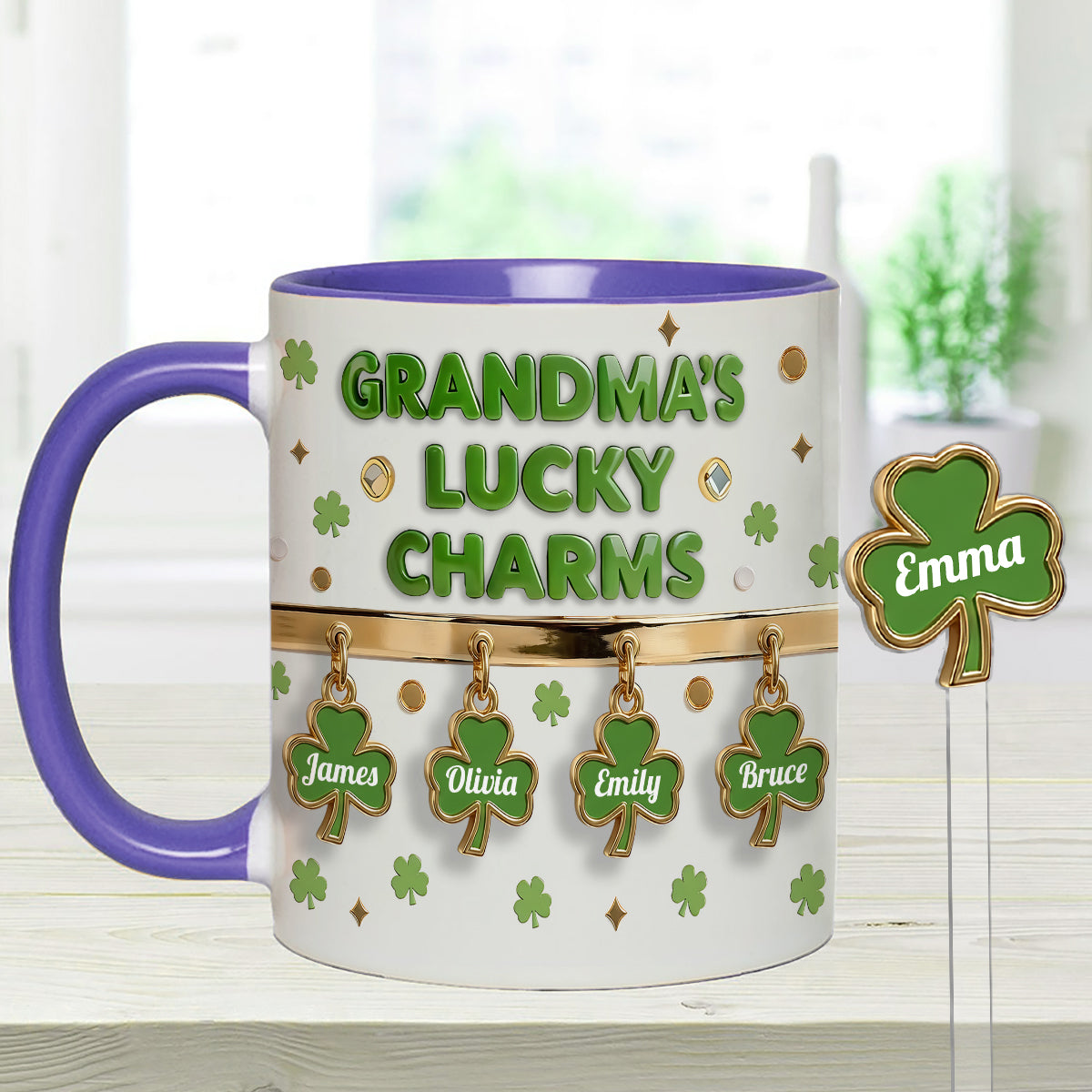 Grandma's Lucky Charms - Personalized Grandma Set Accent Mug With Acrylic Stirrers