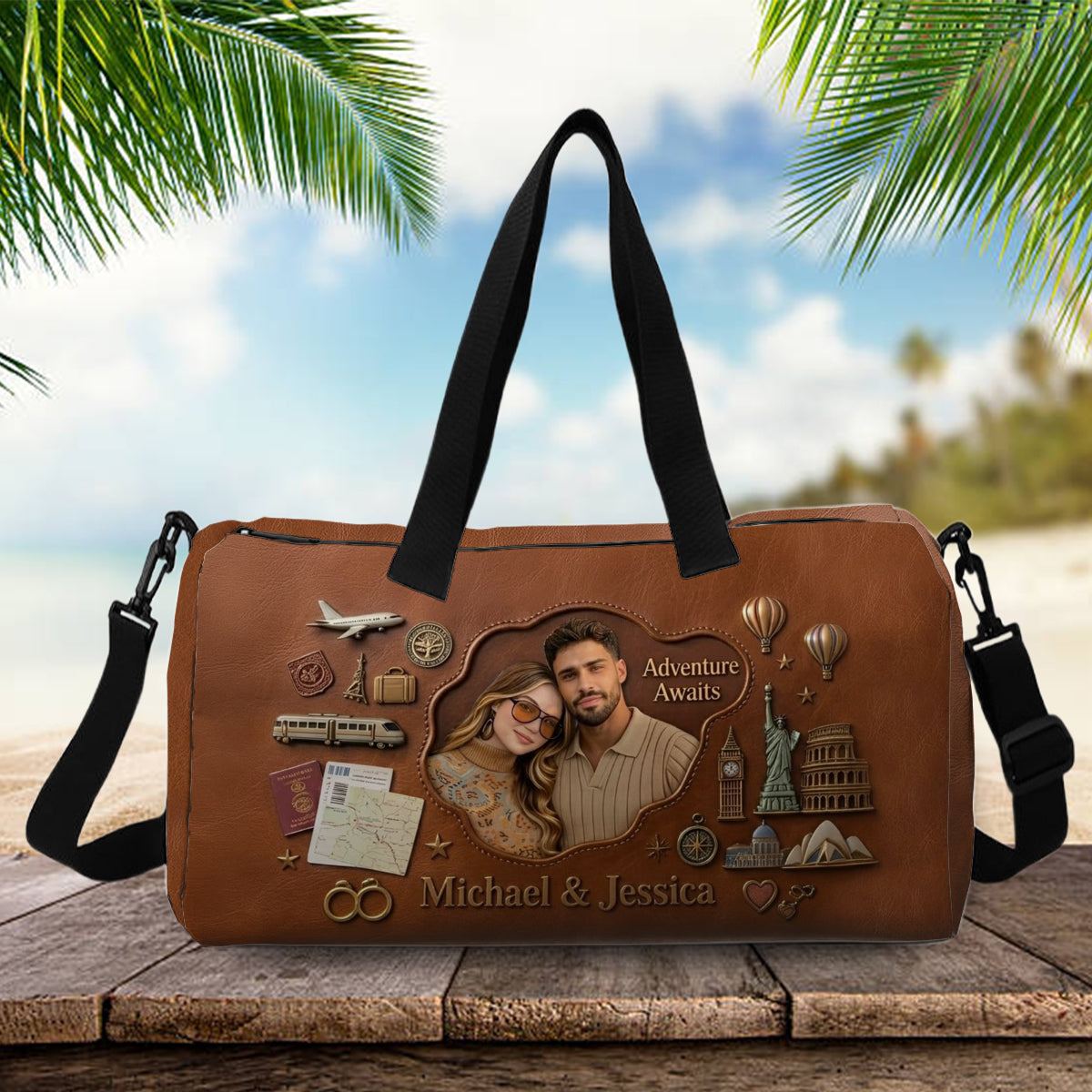 Adventure Awaits - Personalized Couple Duffle Bag