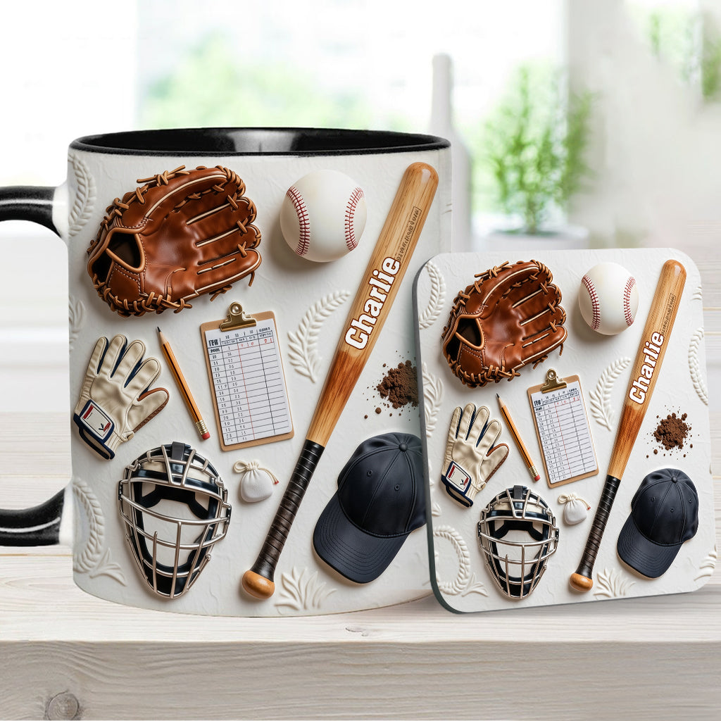 Love Baseball - Personalized Baseball Accent Mug & Coaster