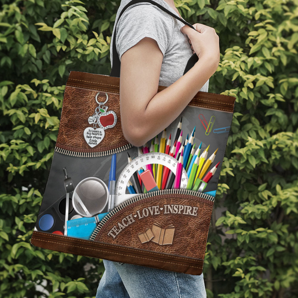Teacher Teach Love Inspire Teacher Gift - Teacher Tote Bag 0921