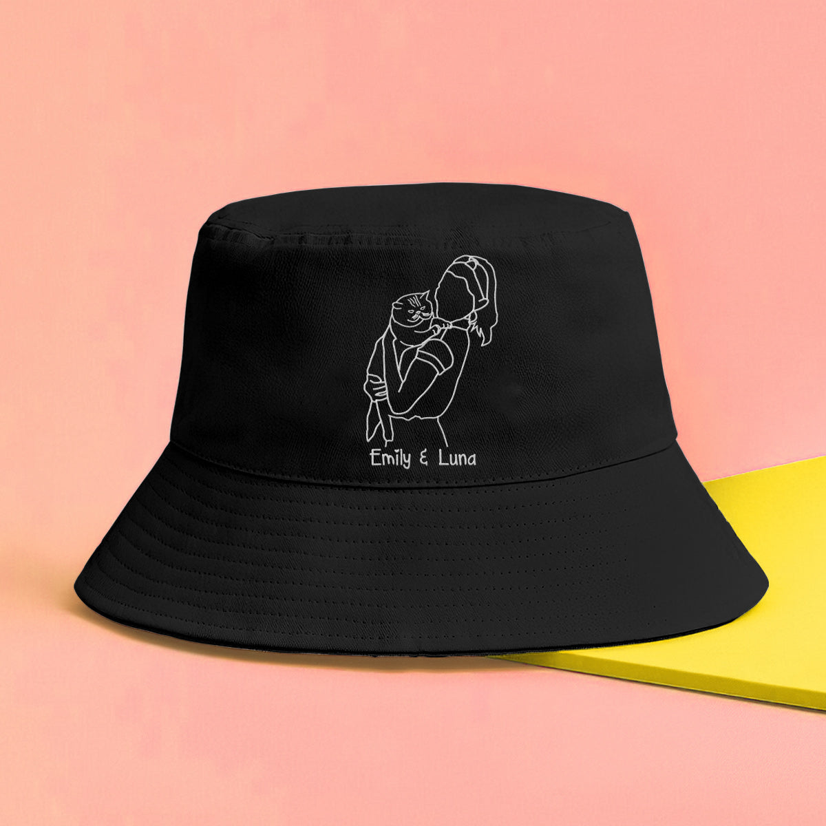 Custom Photo - Personalized Cat Embroidered Bucket Hat
