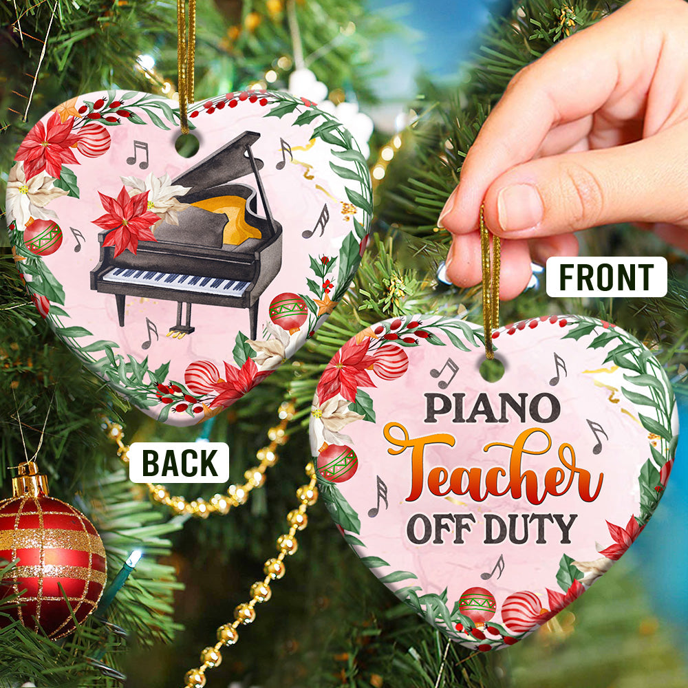 Teacher Christmas Gift Piano Teacher Off Duty Teacher - Heart Aluminium Ornament (Printed On Both Sides) 1122