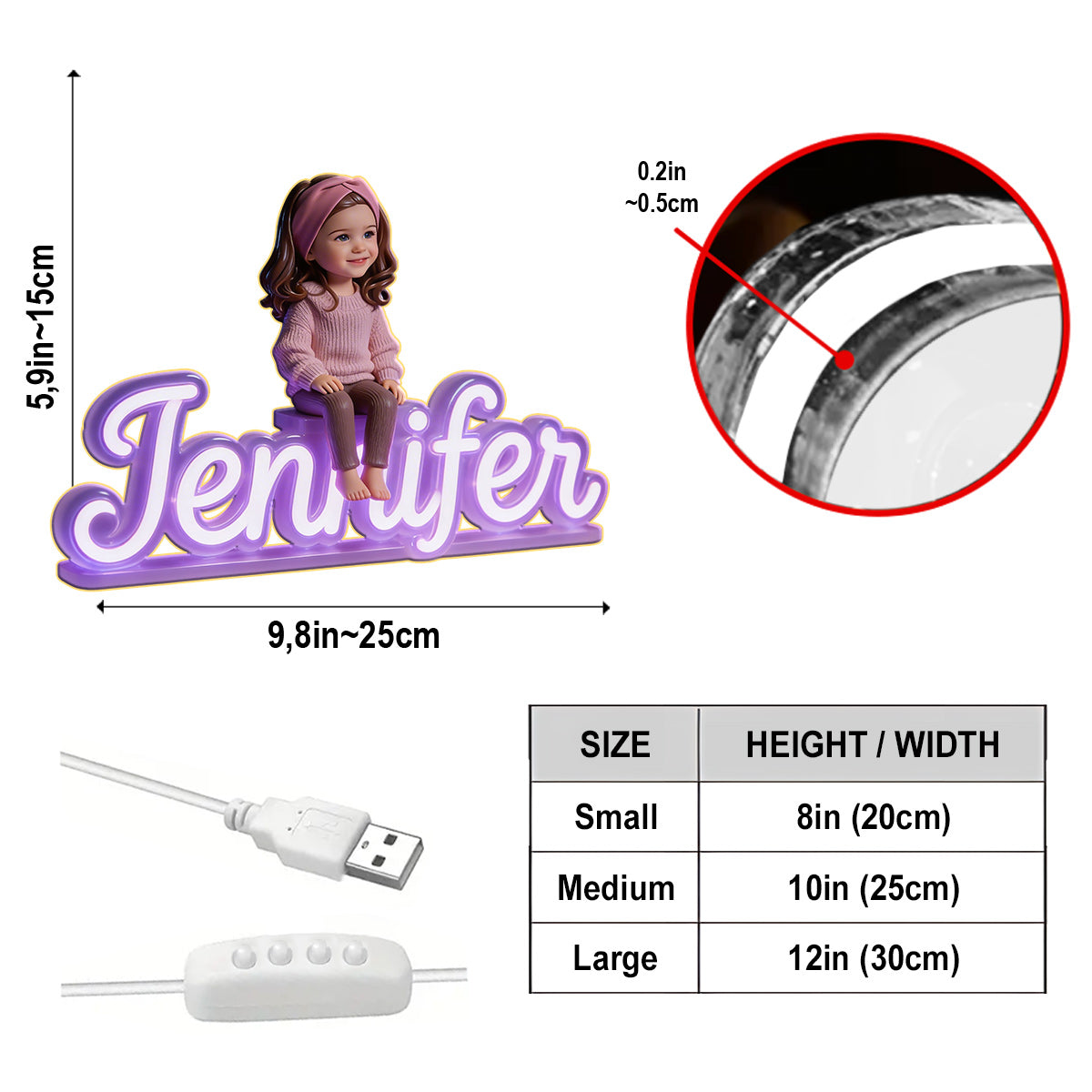 Custom Any Photo - Personalized Kid Acrylic LED Night Light