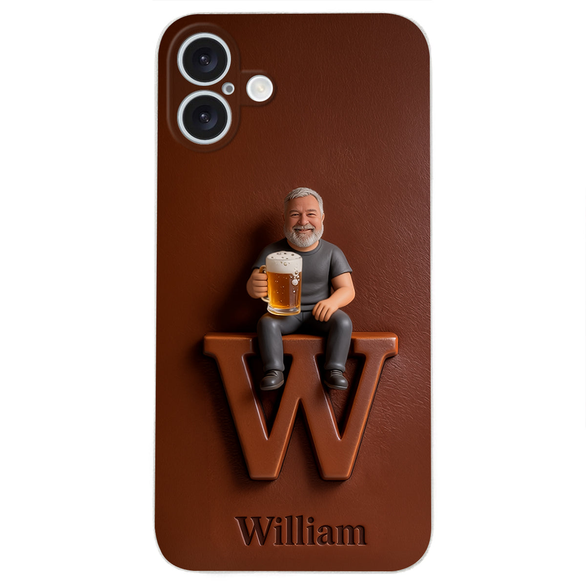 Custom Any Photo - Personalized Beer 3D Embossed Leather Phone Case