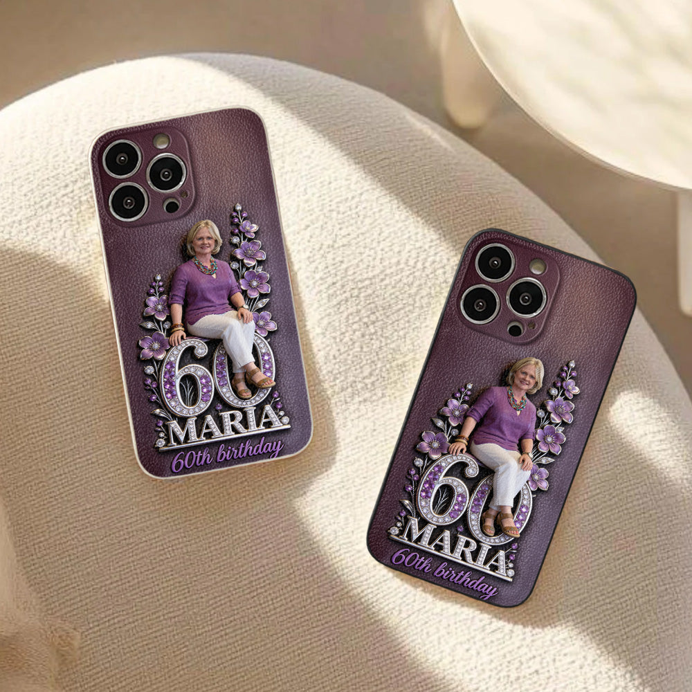 Custom Any Photo Perfect Gift For Mom, Grandma - Personalized Birthday 3D Embossed Leather Phone Case