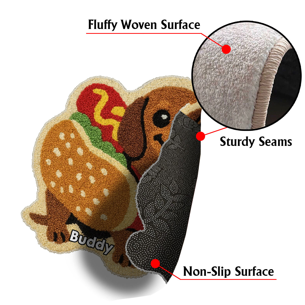 Any Photo Into Rug - Personalized Dachshund Dog Non-Slip Tufted Rug
