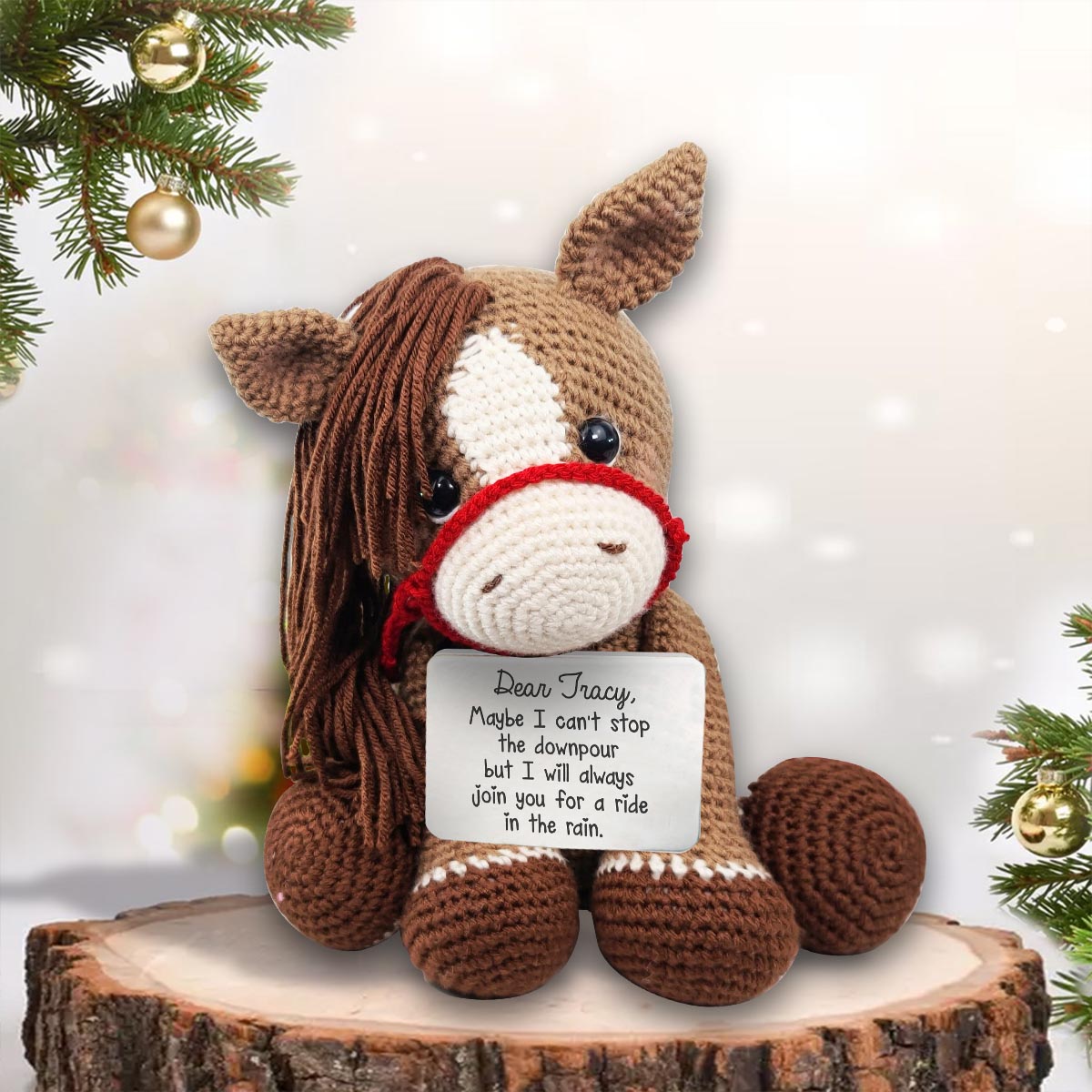 Ride With Me - Personalized Horse Hand Knitted Figurine