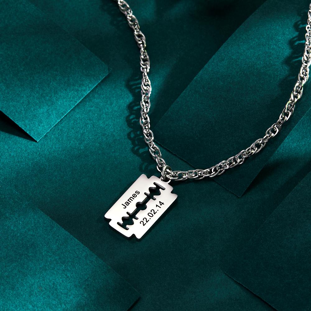 Funny Gift - Personalized Father Razor Blade Pendant