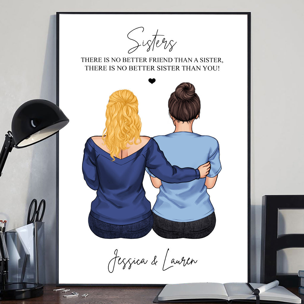 No Better Friend - Personalized Sibling Canvas And Poster