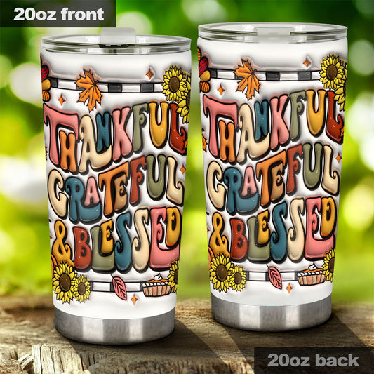 Thankful Grateful Blessed - Thanksgiving Tumbler