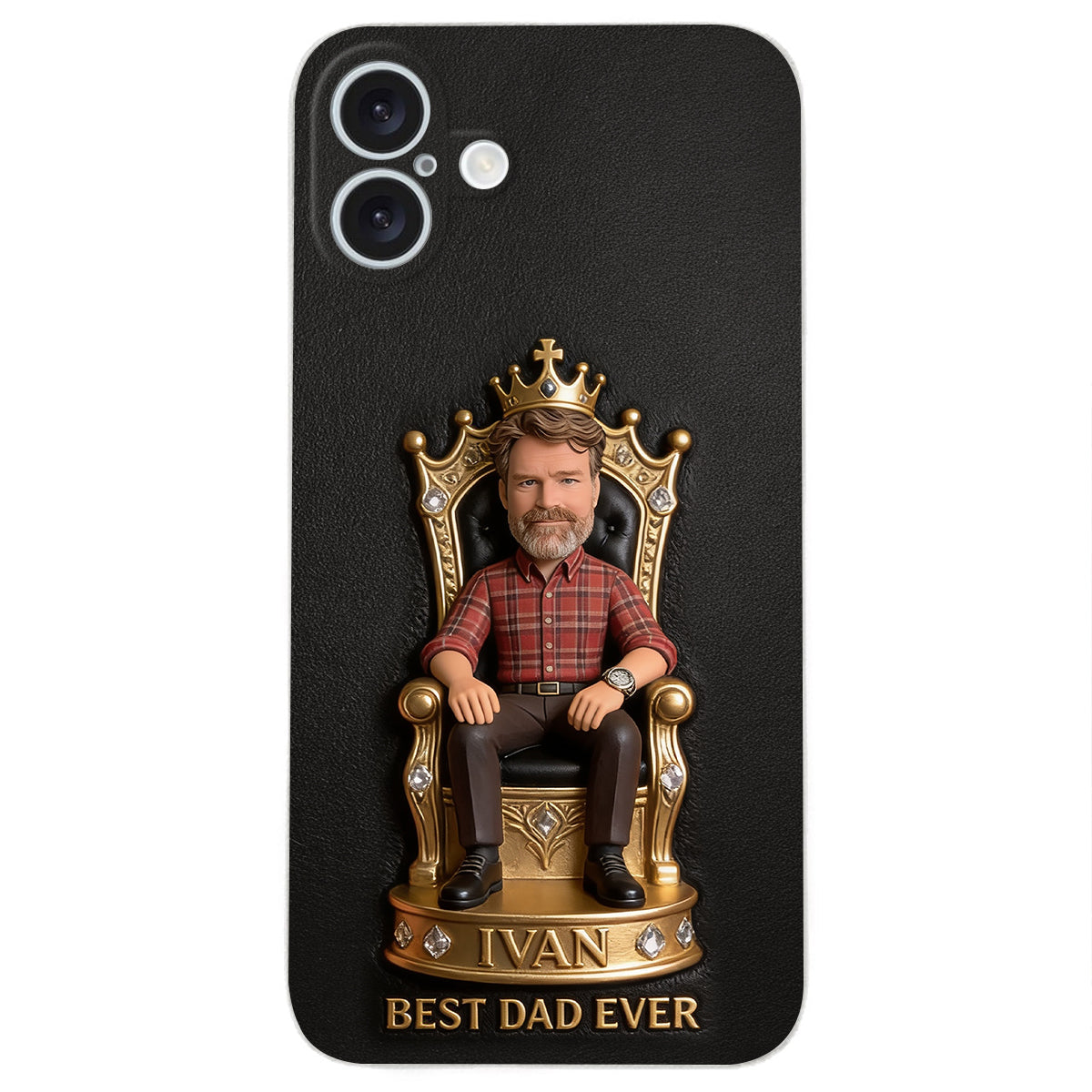 The King Dad - Personalized Father 3D Embossed Leather Phone Case