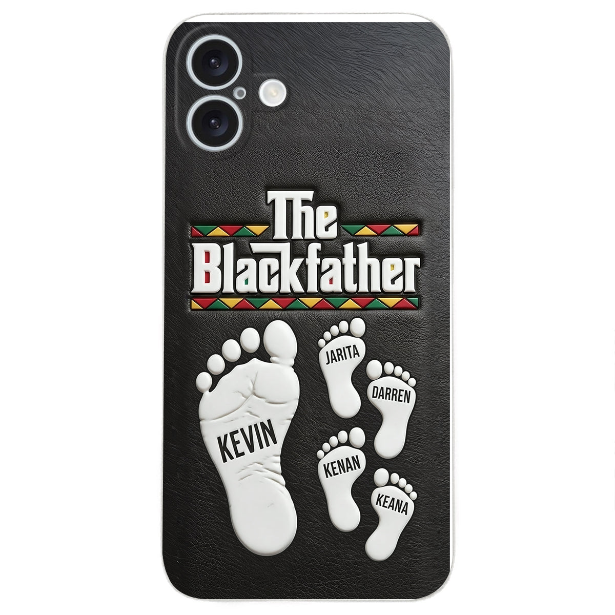 The Blackfather - Personalized Father 3D Embossed Leather Phone Case