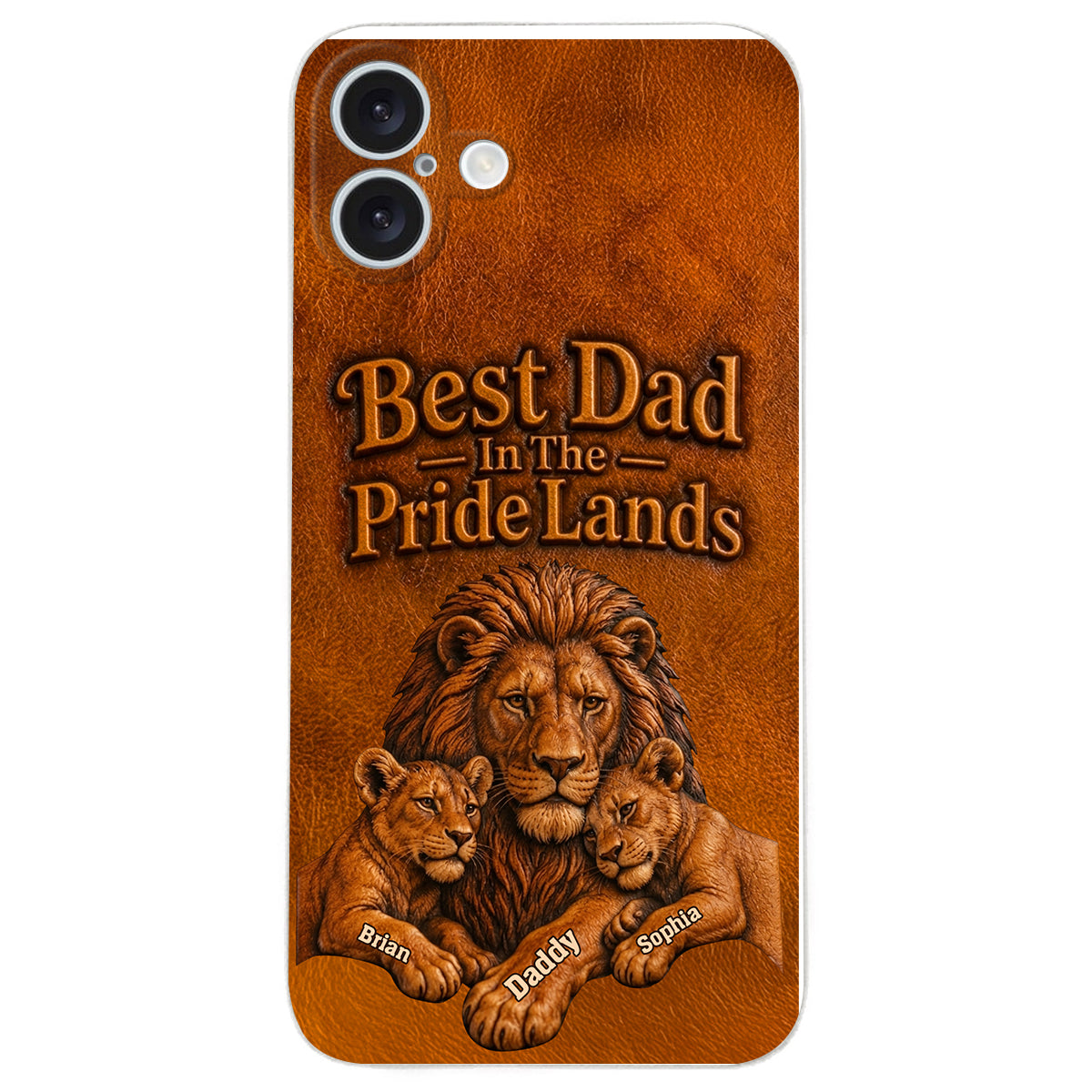 Papa Lion - Personalized Father 3D Embossed Leather Phone Case