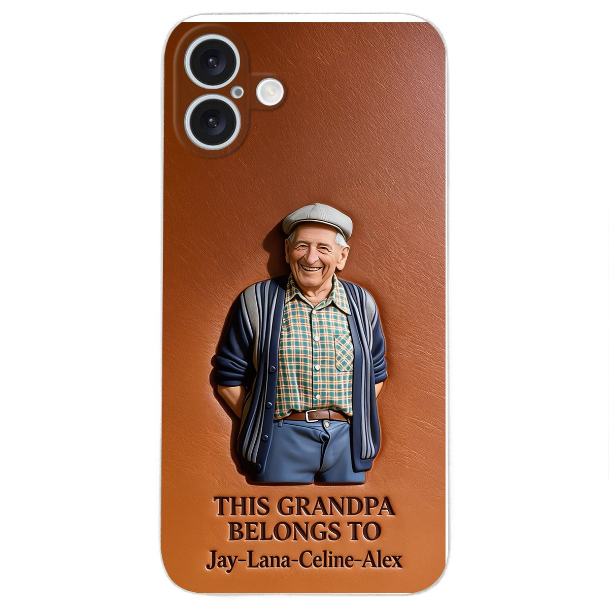Together Always Case - Personalized Grandpa 3D Embossed Leather Phone Case