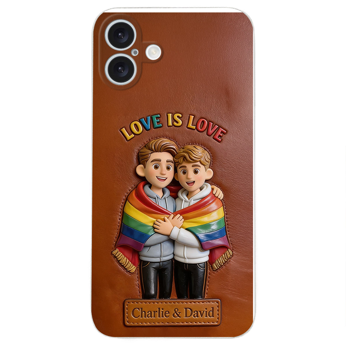 Love Is Love - Personalized LGBT Support 3D Embossed Leather Phone Case
