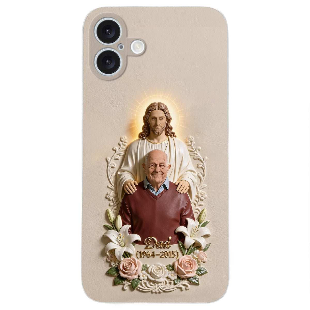 Memorial Gift Idea, Gift for Lost of Loved Ones - Personalized Memorial 3D Embossed Leather Phone Case