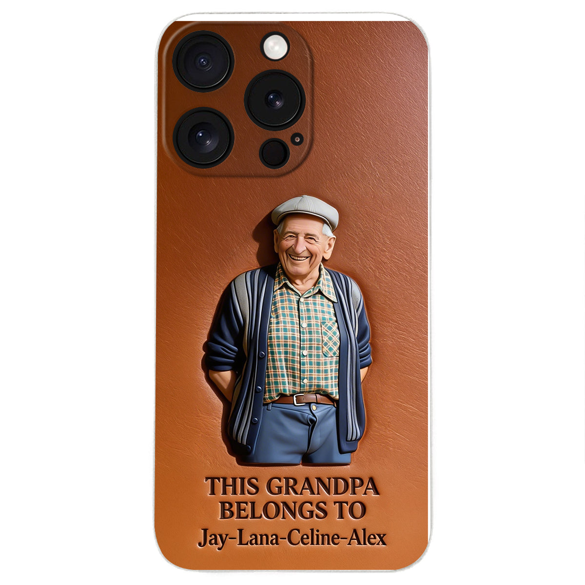 Together Always Case - Personalized Grandpa 3D Embossed Leather Phone Case