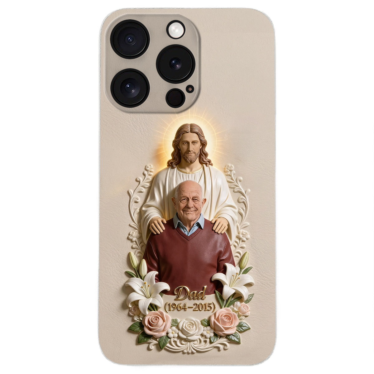 Memorial Gift Idea, Gift for Lost of Loved Ones - Personalized Memorial 3D Embossed Leather Phone Case