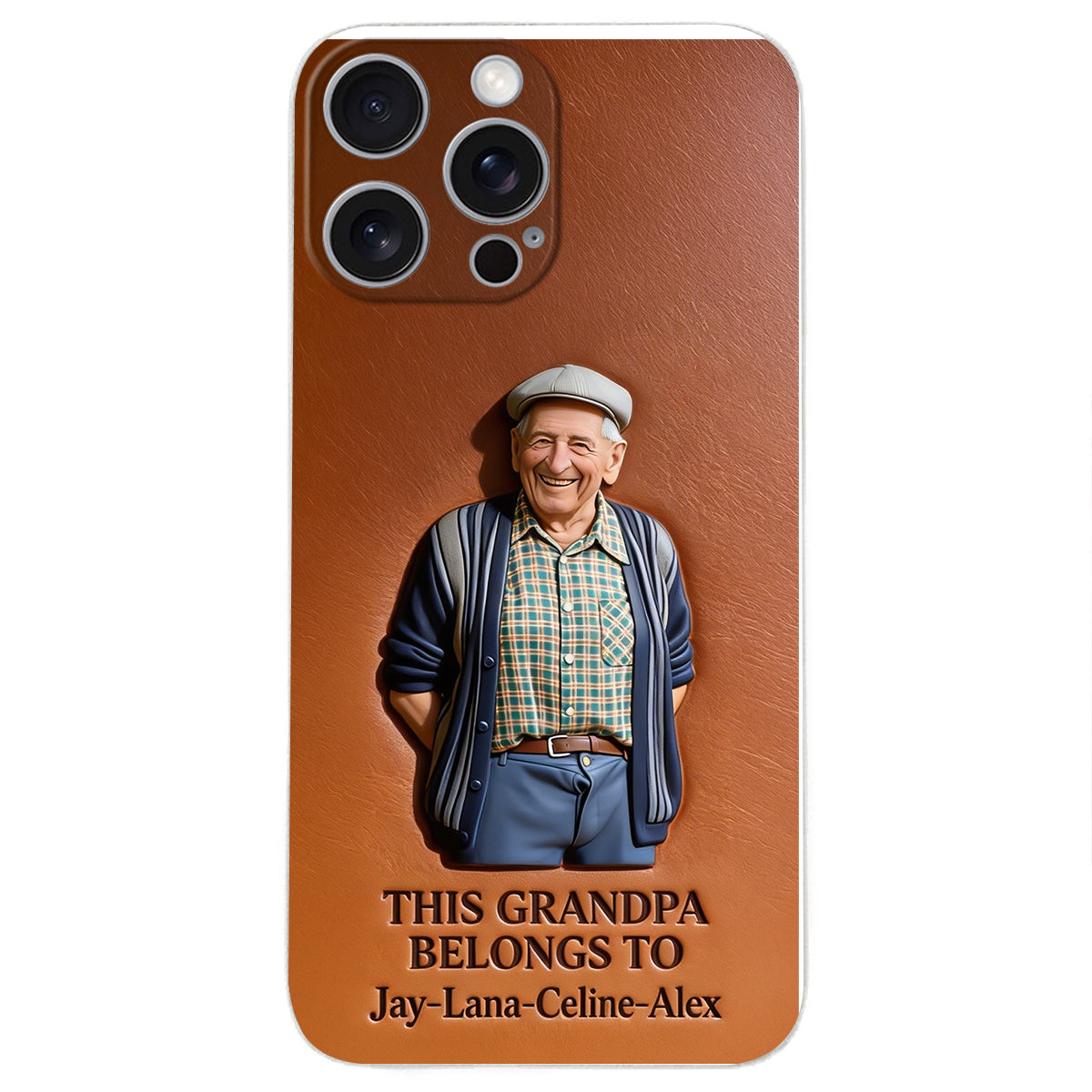 Together Always Case - Personalized Grandpa 3D Embossed Leather Phone Case