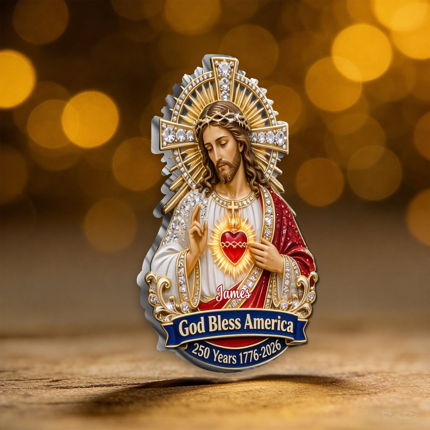 God Bless America - Personalized Christian 3D Embossed Enamel Pin