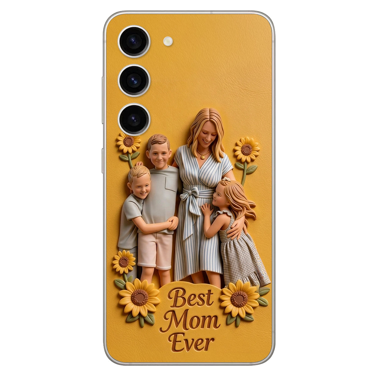 Best Mom Ever - Personalized Mother 3D Embossed Leather Phone Case