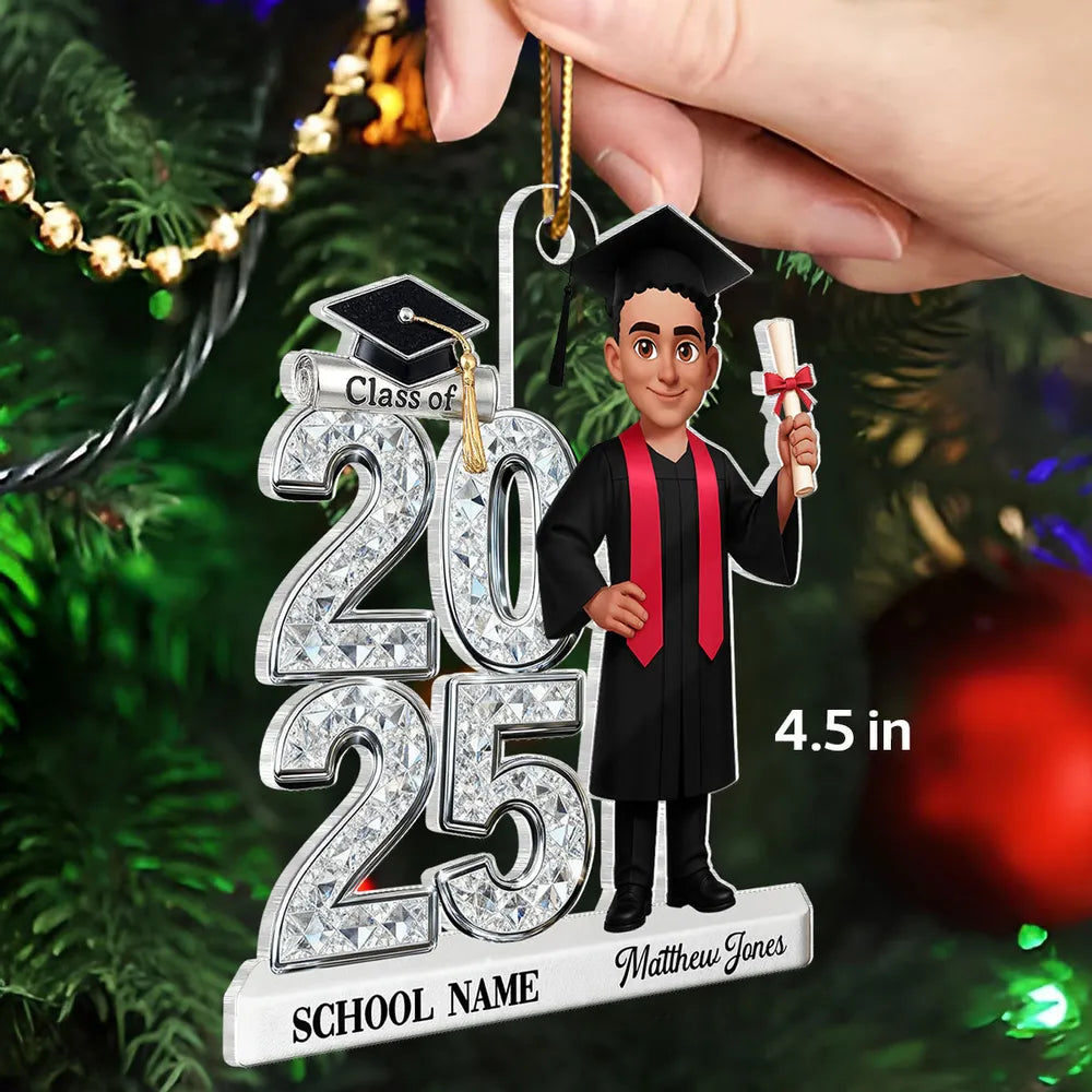 Personalized Acrylic Ornament Class Of 2025 Graduate Girl – Custom School Name Keepsake, Unique Gift For Daughter Or Son