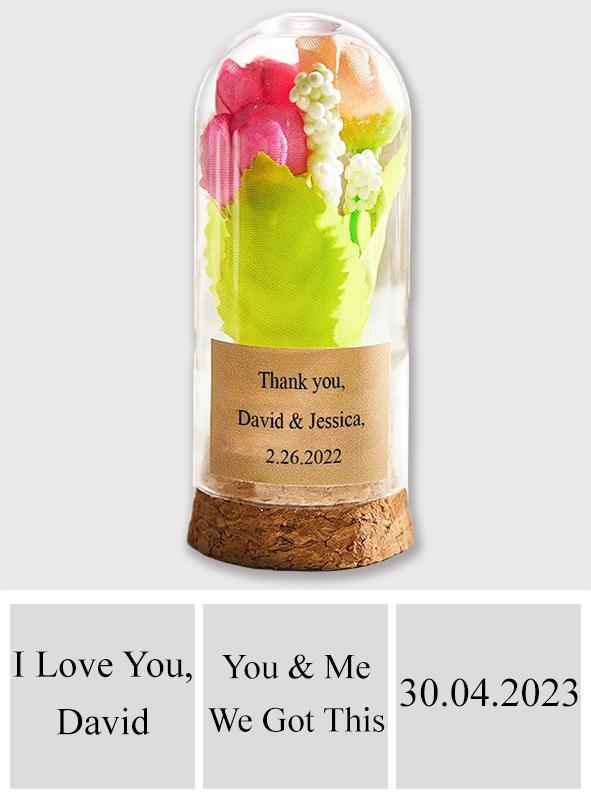 Any Texts - Personalized Glass Flower Cloche Dome