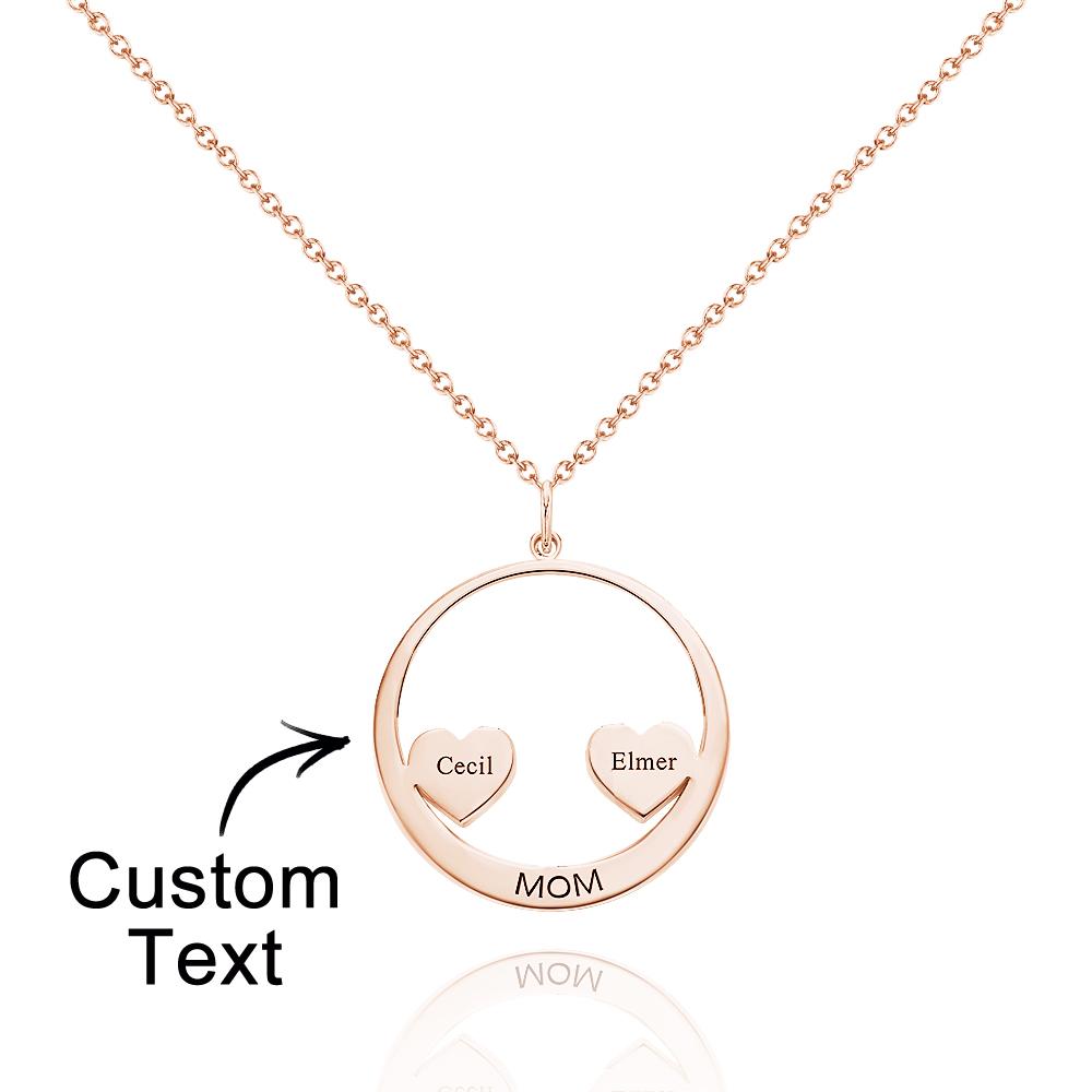 Custom Engraved Circle Hearts Necklace Charm - Personalized Necklace