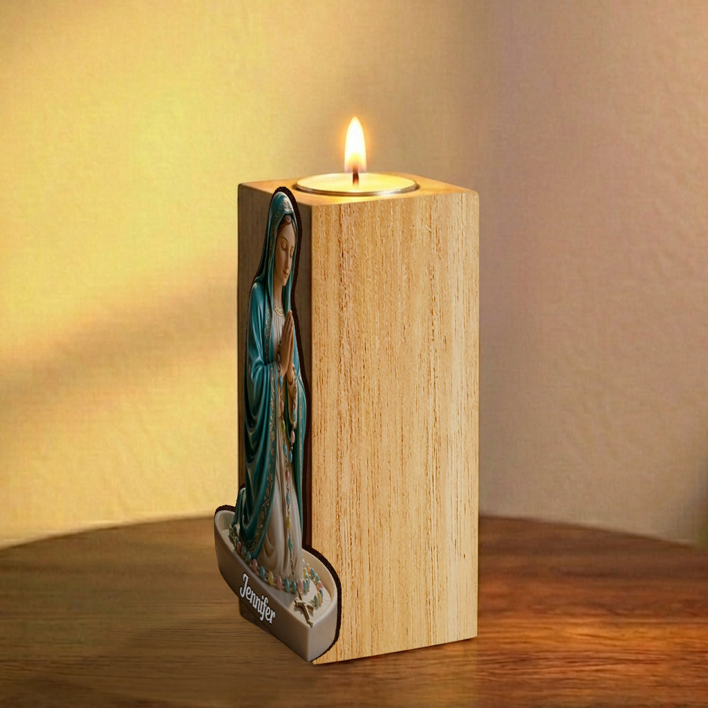 Believe - Personalized Christian Custom Shape Wooden Candle Holder