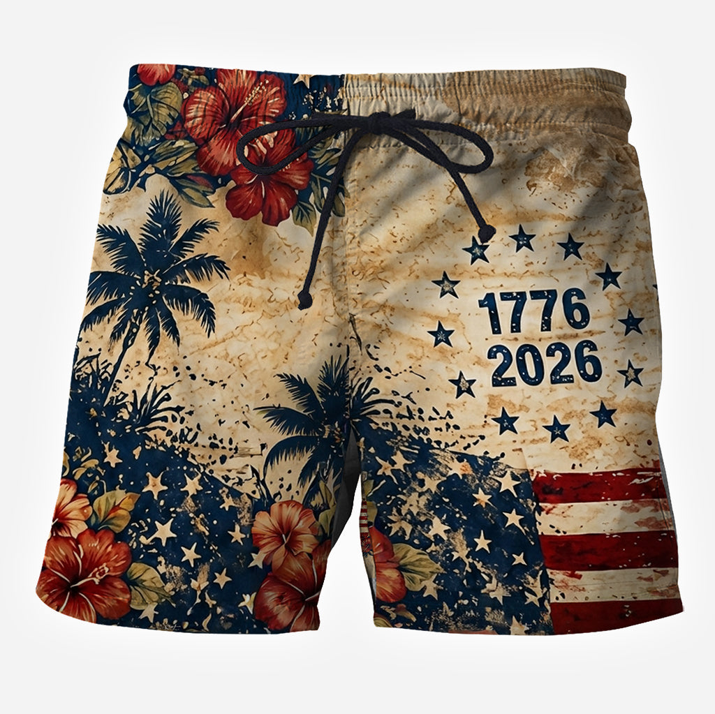 250 Years Vintage US Independence Day Aloha Shirt & Pants Set - Personalized Independence Day/ 4th of July Hawaiian Shirt & Men Shorts