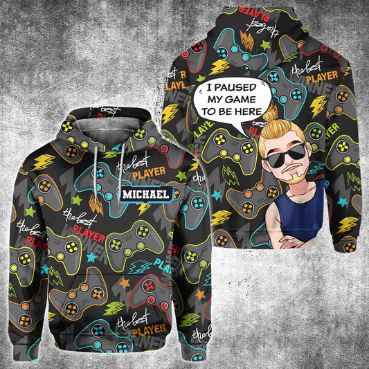 I Paused My Game To Be Here - Personalized Video Game All Over Shirt