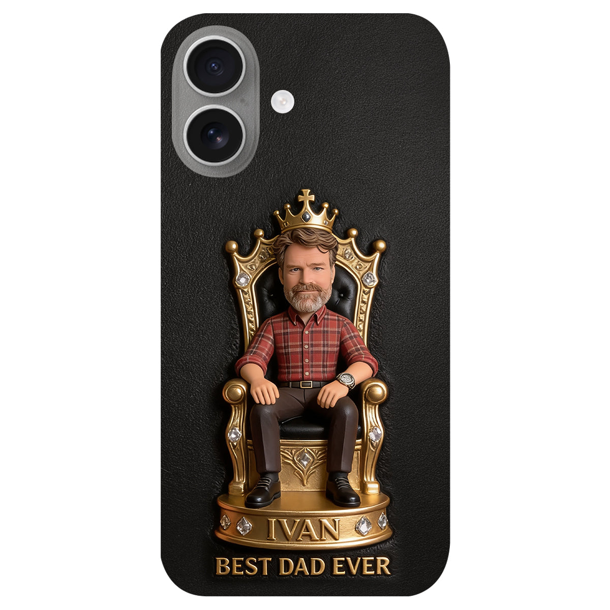 The King Dad - Personalized Father 3D Embossed Leather Phone Case