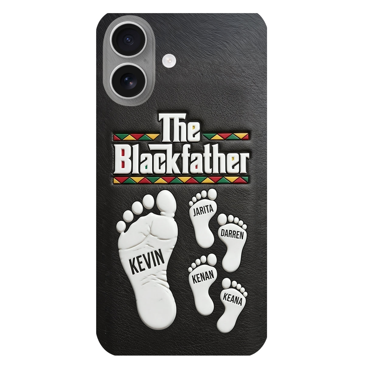 The Blackfather - Personalized Father 3D Embossed Leather Phone Case