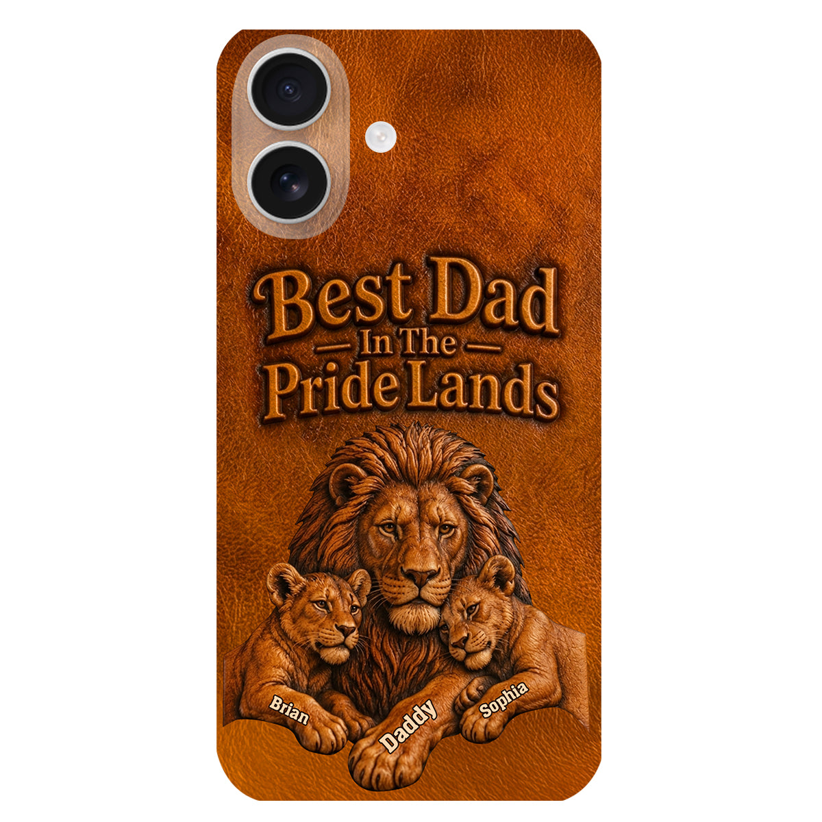 Papa Lion - Personalized Father 3D Embossed Leather Phone Case