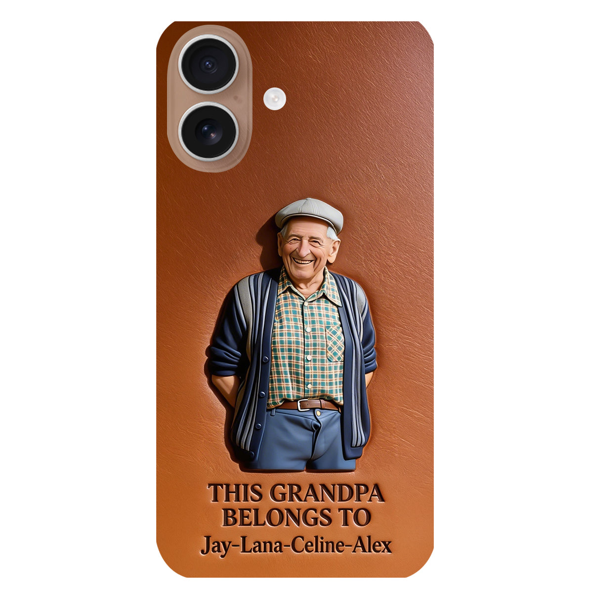Together Always Case - Personalized Grandpa 3D Embossed Leather Phone Case
