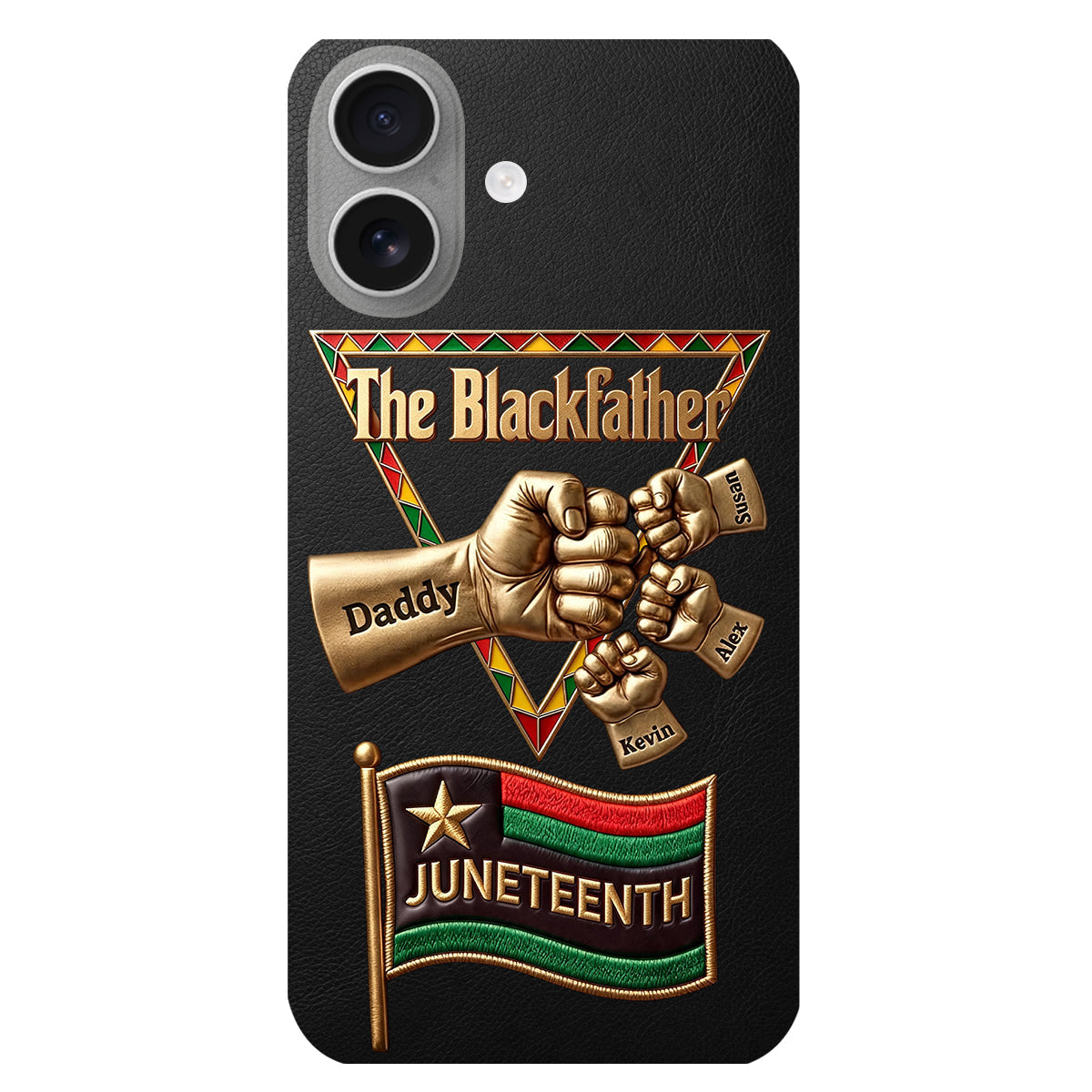 The Blackfather - Personalized Father 3D Embossed Leather Phone Case