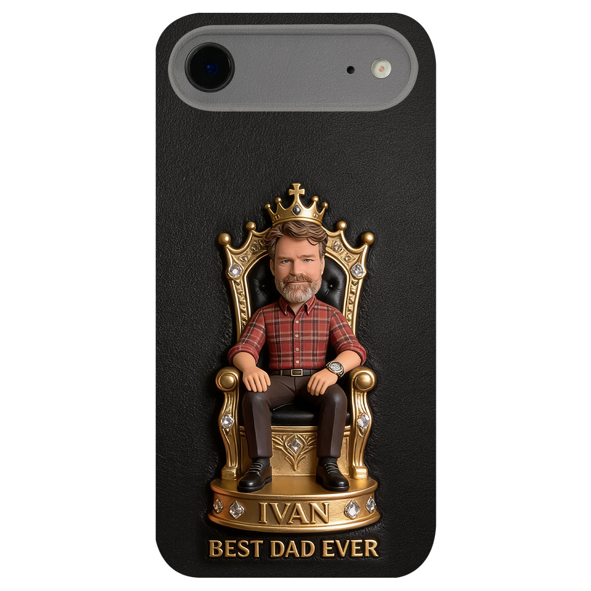 The King Dad - Personalized Father 3D Embossed Leather Phone Case