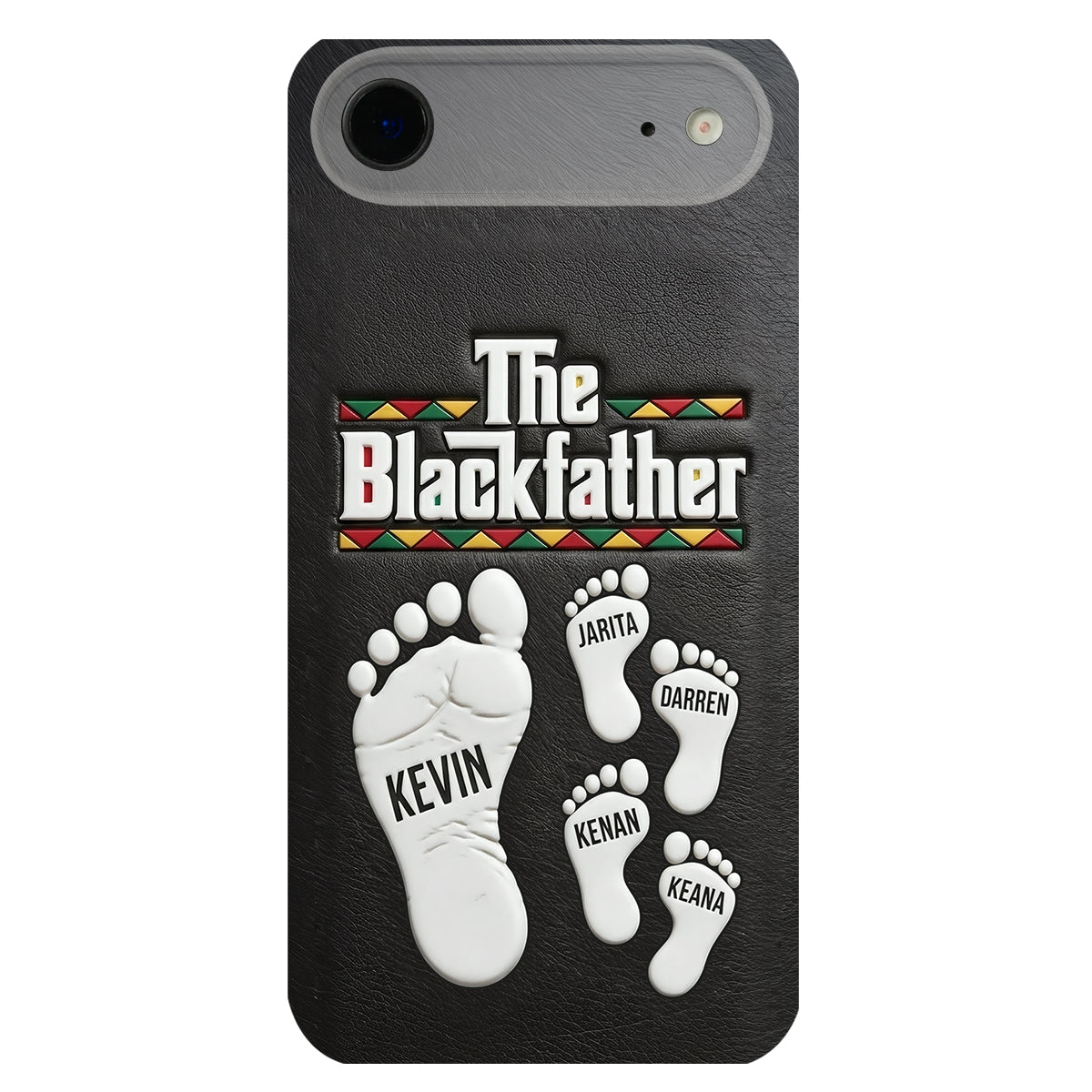 The Blackfather - Personalized Father 3D Embossed Leather Phone Case