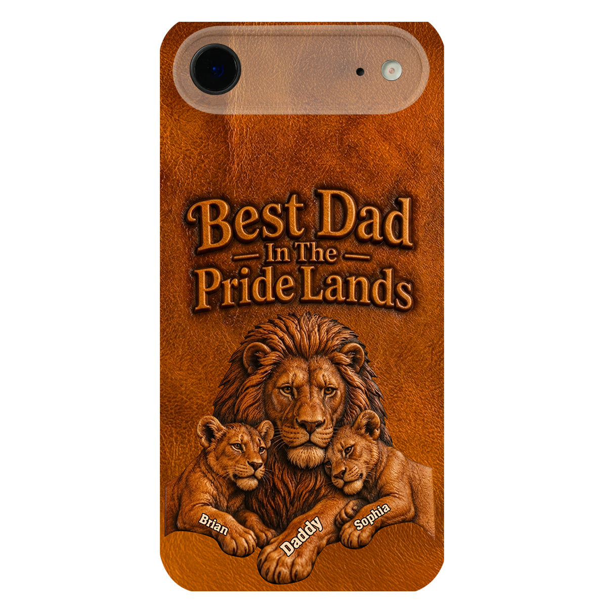 Papa Lion - Personalized Father 3D Embossed Leather Phone Case