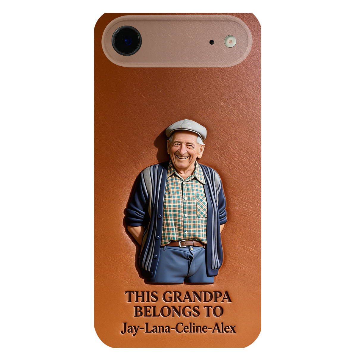 Together Always Case - Personalized Grandpa 3D Embossed Leather Phone Case