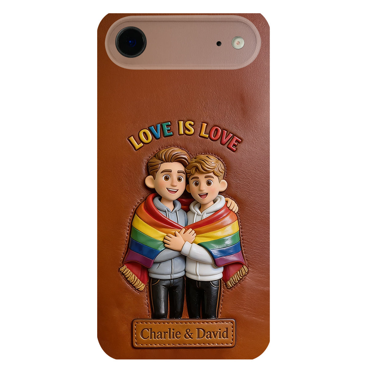 Love Is Love - Personalized LGBT Support 3D Embossed Leather Phone Case