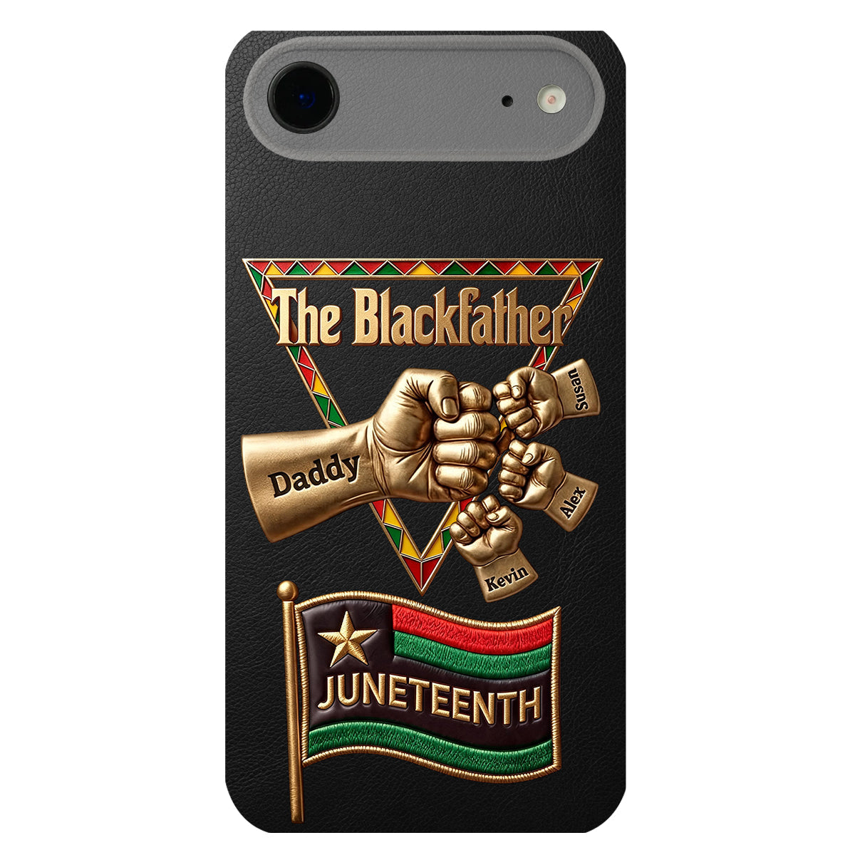 The Blackfather - Personalized Father 3D Embossed Leather Phone Case