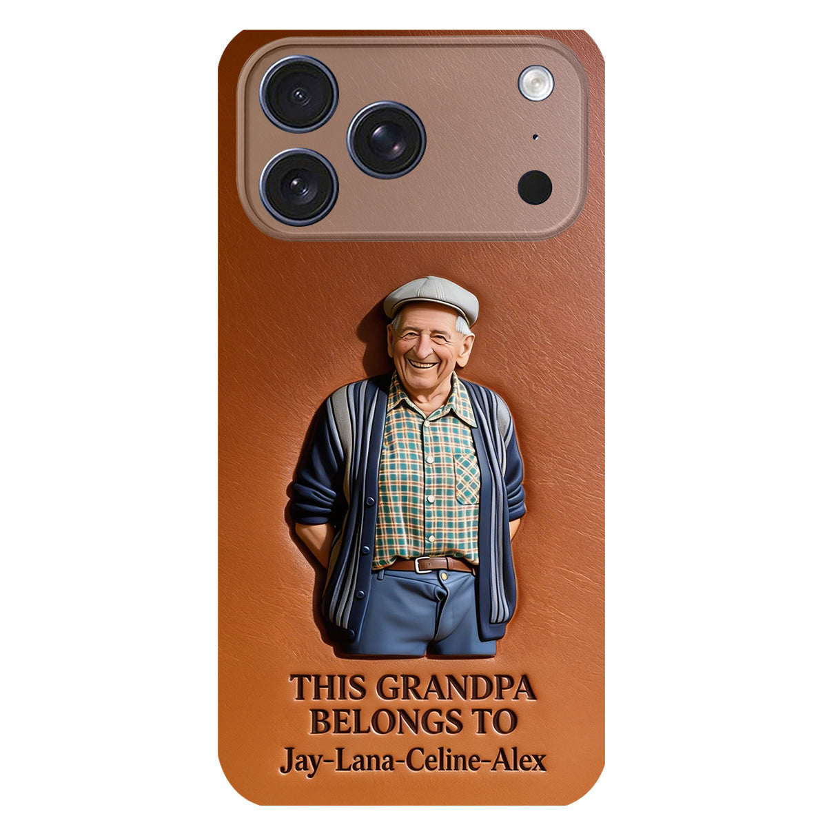 Together Always Case - Personalized Grandpa 3D Embossed Leather Phone Case