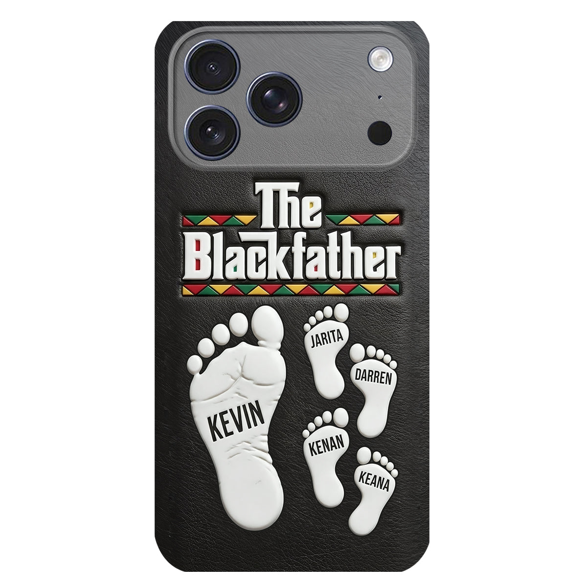 The Blackfather - Personalized Father 3D Embossed Leather Phone Case